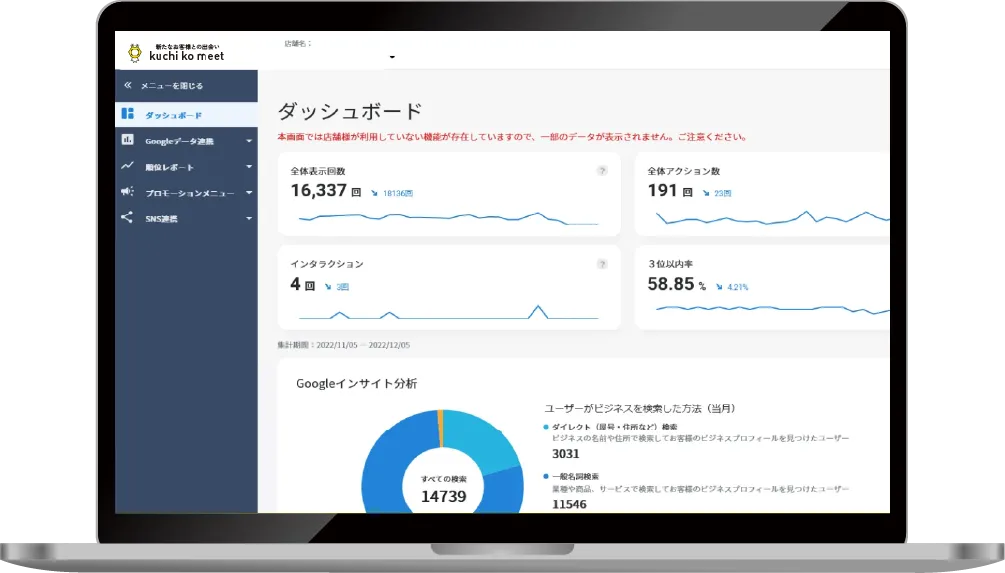 ダッシュボードPC画面