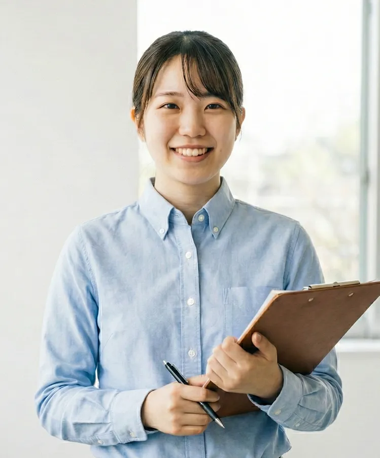 reQruの採用LPテンプレートページ1の社員2019年入社のSさんの写真